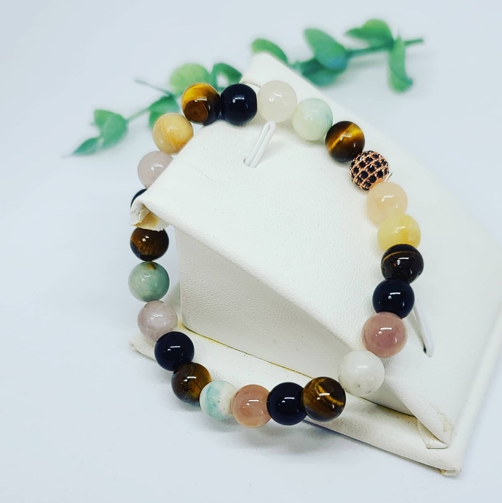 Natural Mixed Crystals Zirconia bead bracelet 8 mm